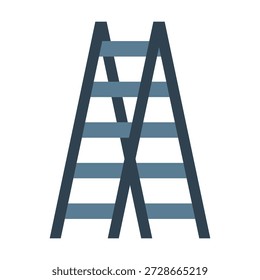 Icono de escalera de color plano que representa el equipo de acceso para la construcción, el mantenimiento y las tareas domésticas.