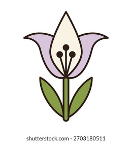 A flat colored lily icon with elegant petal curves, ideal for luxury branding, decorative artwork, product labels, and stylish modern designs.