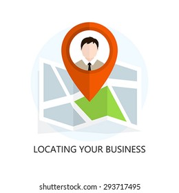 Flat Colored Location Icon. Locating Your Business.