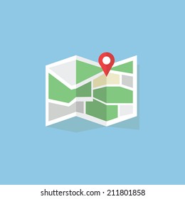 Flat colored location icon, map concept.