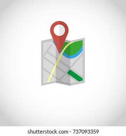 Flat colored location icon in flat style. Vector illustration