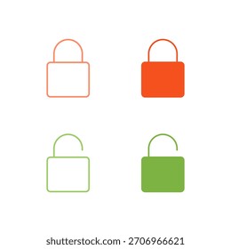 Conjunto de iconos de bloqueo y desbloqueo de color plano en contorno y estilo sólido para seguridad y control de acceso