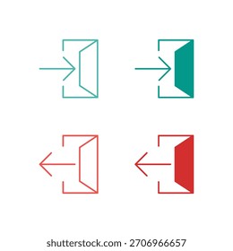 Flat Colored Login and Logout Icon Set in Outline and Solid Style for User Session and Authentication Control