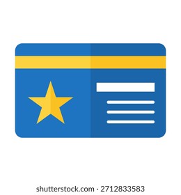 A flat colored loyalty card icon ideal for reward programs, membership systems, customer points, and retail benefit themes.