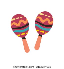 flat colored maracas design over white