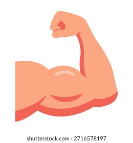 Icono de músculo de color plano que representa la fuerza, el culturismo de potencia y el ejercicio físico.
