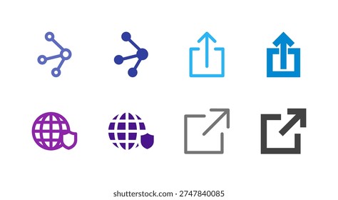 Flat Colored Network Share VPN Link Icon Set for Connectivity Interface