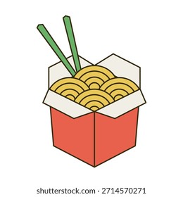 Um ícone de caixa de macarrão de cor plana perfeito para refeições asiáticas, refeições rápidas e temas de comida de rua.