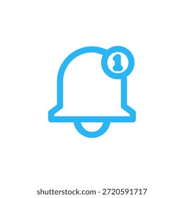 Icono de información de campana de notificación de color plano para alerta y notificación