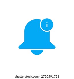 Icono de información de campana de notificación de color plano para alerta y notificación