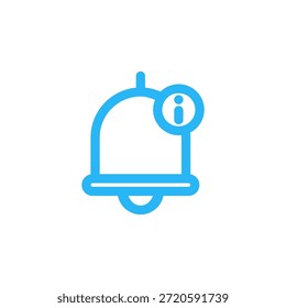 Icono de información de campana de notificación de color plano para alerta y notificación