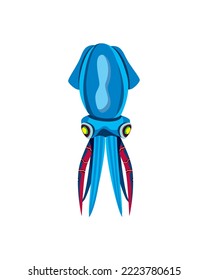 flat colored octopus over white