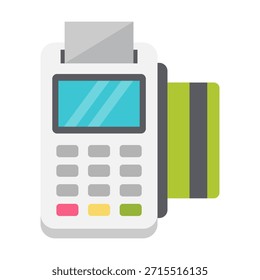 Flatkoloriertes Pos-Terminal-Symbol, das Point-of-Sale- und Kartenzahlungstransaktionen darstellt.