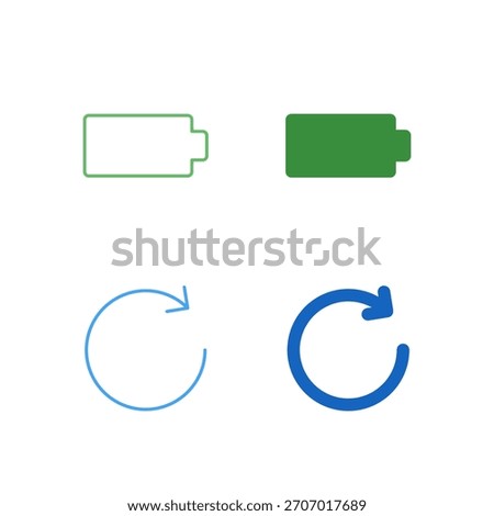 Flat Colored Power and Reboot Icon Set in Outline and Solid Style for Device Control and System Operation