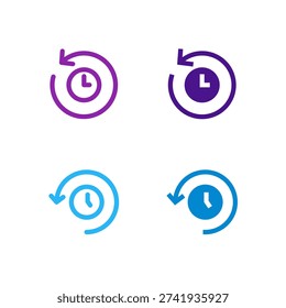 Flat Colored Recent and History Icon Set for Activity Interface