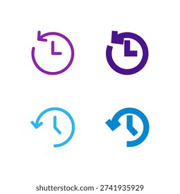 Flat Colored Recent and History Icon Set for Activity Interface