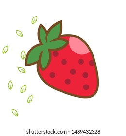 Flat colored red fresh strawberries 