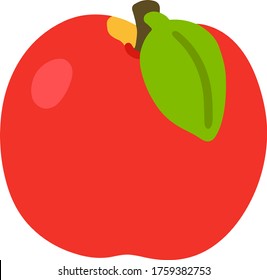 Flat colored red juicy apple