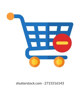 Icono de eliminar del Carrito de color plano que representa la eliminación de elementos y la gestión de Carritos.