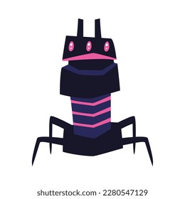 flat colored robot illustration icon