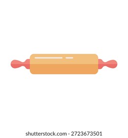 Flach gefärbtes Rollnadel-Symbol, das Backwerkzeuge für die Teigzubereitung darstellt. Geeignet für Bäckerei Branding und Backwaren verwandte visuelle.