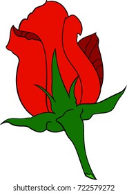 A flat colored Rose. Great for a tattoo or valentines day Hand drawn