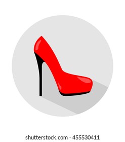 Flat colored shoes icon, elegant woman red shoes sign, vector illustration