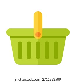 Un icono de cesta de la compra de color plano ideal para tiendas de comestibles, compras de mercado, colección de productos y conceptos de compra minorista.