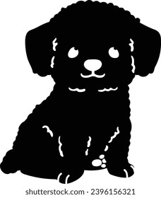 Flachfarbige Silhouette von Chihuahua Poodle Mix Welpe, auf der Vorderseite