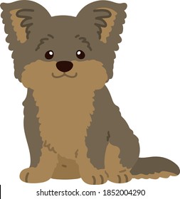 Flat colored simple and adorable Yorkshire Terrier sitting illustration