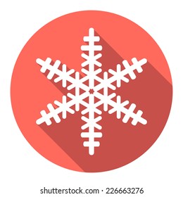 Flat colored simple winter snowflakes. Vector illustration.