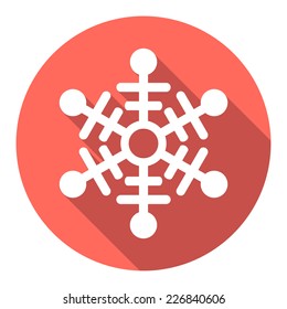 Flat colored simple winter snowflakes. Vector illustration.