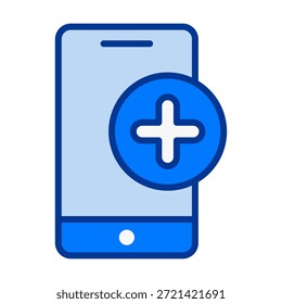 Icono de teléfono inteligente de color plano con el símbolo de agregar, ideal para App móviles, acciones de interfaz, creación de nuevos elementos y herramientas digitales modernas.