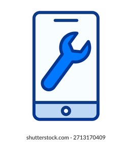 Flaches Smartphone-Symbol mit Zahnradsymbol, ideal für Systemeinstellungen und Anpassungsfunktionen von Konfigurationstools.