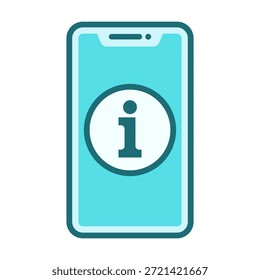 Icono de teléfono inteligente de color plano con el símbolo de información, perfecto para secciones de ayuda, herramientas de guía, funciones de Asistencia e interfaces digitales limpias.