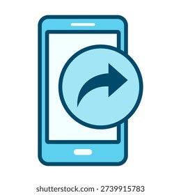 Flat colored smartphone icon with share symbol, ideal for content sharing, social apps, transfer tools, and communication designs.