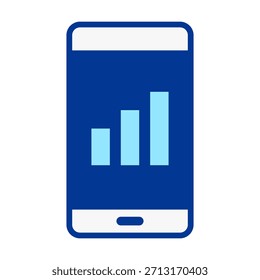 Flaches Smartphone-Symbol mit Signalbalken, ideal für die drahtlose Kommunikation und die Anzeige im Netzwerk.