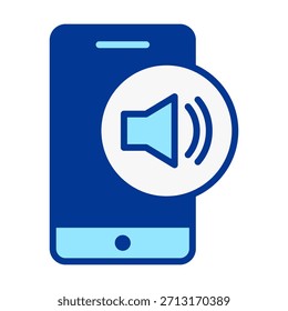 Flach gefärbtes Smartphone-Symbol mit Lautstärkesymbol, geeignet für Media Tools, Audio-Pegel, Tonsteuerung und Unterhaltung.