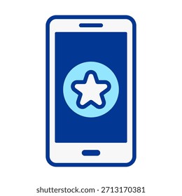 Ícone de smartphone de cor plana com símbolo de estrela ideal para classificar destaque recursos favoritos de seleção e salvamento de conteúdo.