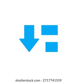 Icono de clasificación descendente de color plano para la ordenación de datos y la navegación de la interfaz