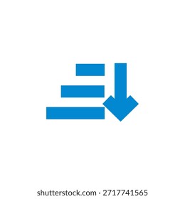 Icono de clasificación descendente de color plano para la ordenación de datos y la navegación de la interfaz