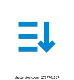Icono de clasificación descendente de color plano para la ordenación de datos y la navegación de la interfaz