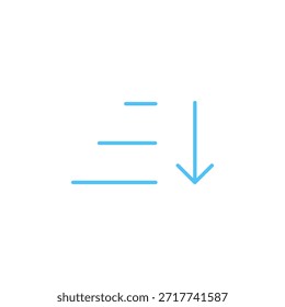 Icono de clasificación descendente de color plano para la ordenación de datos y la navegación de la interfaz