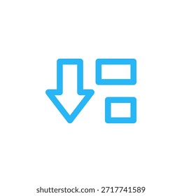 Icono de clasificación descendente de color plano para la ordenación de datos y la navegación de la interfaz