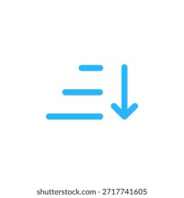 Icono de clasificación descendente de color plano para la ordenación de datos y la navegación de la interfaz