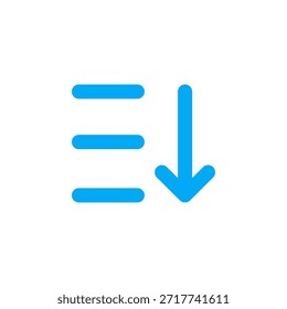 Icono de clasificación descendente de color plano para la ordenación de datos y la navegación de la interfaz