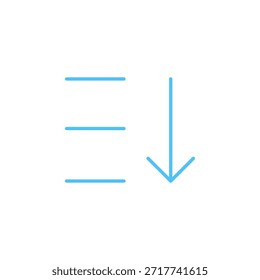 Icono de clasificación descendente de color plano para la ordenación de datos y la navegación de la interfaz