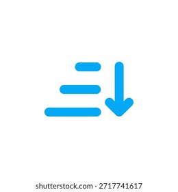Icono de clasificación descendente de color plano para la ordenación de datos y la navegación de la interfaz