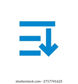 Icono de clasificación descendente de color plano para la ordenación de datos y la navegación de la interfaz
