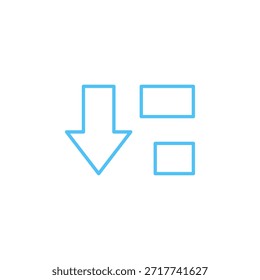 Absteigendes Symbol für flache farbige Sortierung für Datenreihenfolge und Schnittstellennavigation